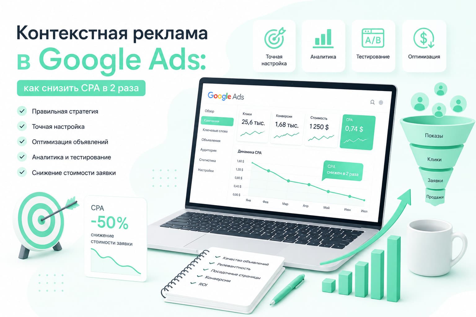 Контекстная реклама в Google Ads: как снизить CPA