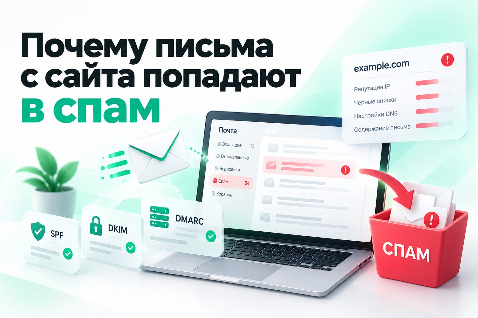 Почему письма с сайта попадают в спам